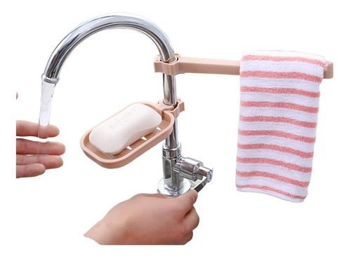 Imagen 5 de 8 de 2 Sets Jabonera Y Toallero Nute Fregadero Baño Organizador
