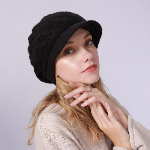 Boina, Gorro Con Visera, Tejido Grueso, Para Mujer, Casual