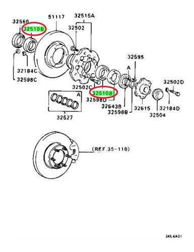 Imagen 2 de 6 de Rodamiento Masa Delantera Mitsubishi Delica L400 4x4 94 -06