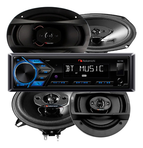 Combo Audio Estereo Bluetooth Parlantes 6 Y 6x9  Nakamichi