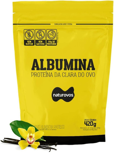 Suplemento em pó Naturovos  Albumina proteína Albumina sabor  baunilha em sachê de 420g