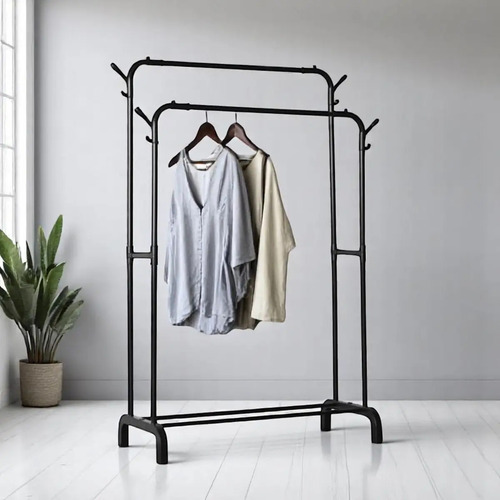 Arara Closet Duplo Com Sapateira De Metal Organizador Roupas