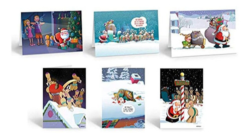 Divertida Caja De Tarjetas De Navidad, 5 Diseños, 3 Tarjetas