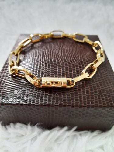 Pulseira Baguete 9 Gramas 6mm Ouro 18k