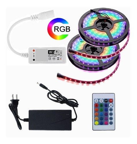 Imagen 9 de 10 de Tira Led Rgb 5050 Para Exterior/interior Controlador Wifi Compatible Alexa Y Google Home Incluye 10 Metros Y Eliminador