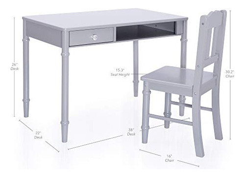 Juego De Escritorio Y Silla Guidecraft Dahlia - Gris: Mesa D