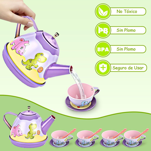 Juego De Té Para Niños De 45 Piezas, Juego Té De Dinosaurios
