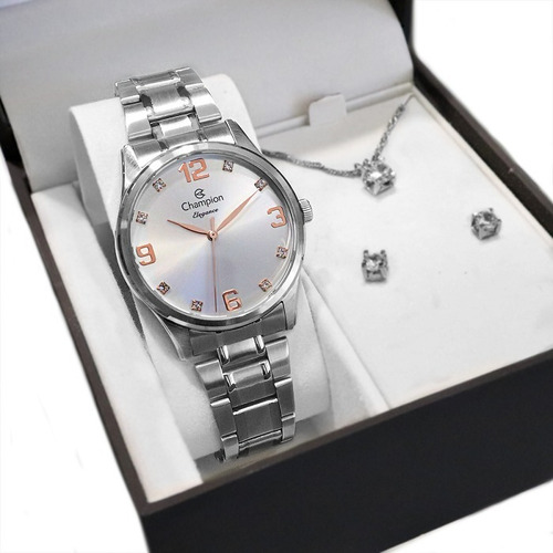 Relógio Champion Feminino Prata Analógico Ch24606q Original
