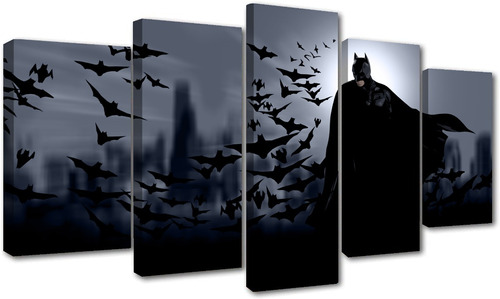 5 Cuadros Decorativos Batman Noche Murcielagos Art 150x84cm