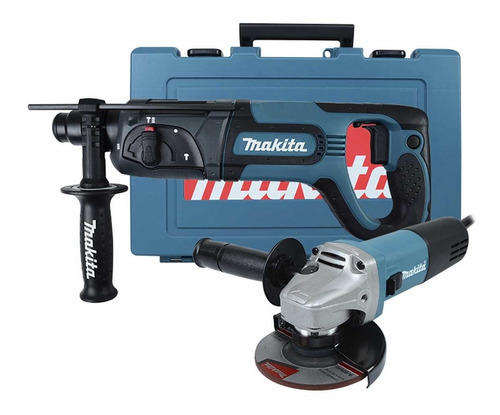 Taladro Rotomartillo Sds Plus 780w + Esmeril 4 1/2 In Makita Color Azul Frecuencia 780