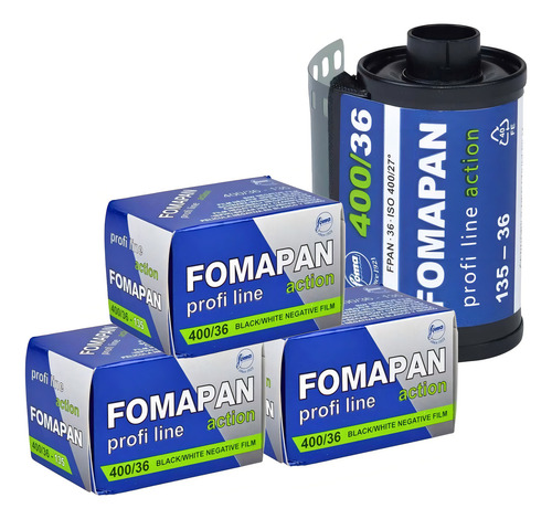 Rollos B&n 35mm Fomapan Action Iso 400 Pack Por 3 Unidades