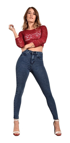 Pantalon Jean Calce Perfecto Levanta Cola Tiro Alto Elastiza