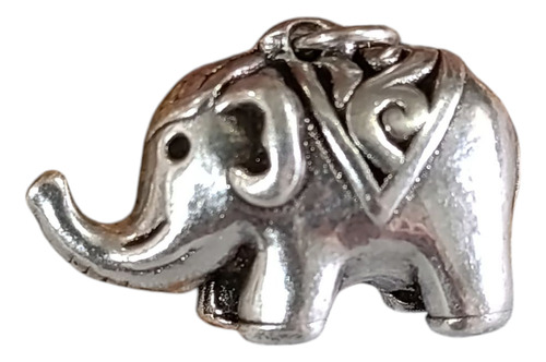 46- Dije Elefante De Plata Inflada 925. Empavonado Plateado