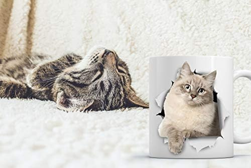 Taza De Café Con Diseño De Gato Siberiano, Divertida Taza De