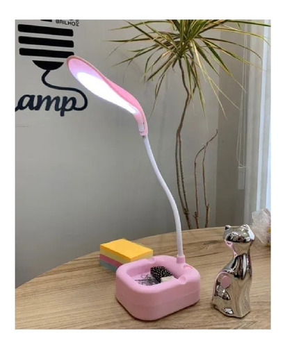 Luminária De Mesa Articulável Led Recarregável Com Suporte Cor da estrutura Rosa