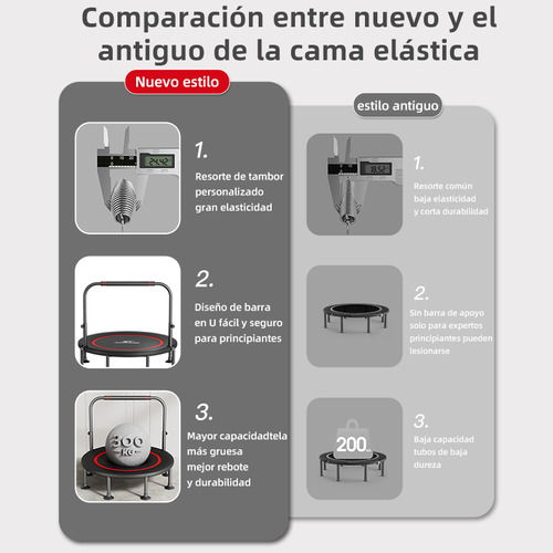 Gaoy Trampolín Fitness 40 Pulgadas Hogar Barra En U Segura Y Cómoda Entrenamiento Total Color Negro
