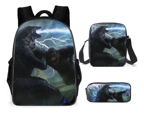 Juego De 3 Piezas Godzilla Vs. Mochila Escolar King Kong