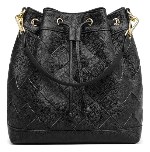 Kattee Bolsos Tipo Cubo De Cuero Genuino Tejido Para Mujer,