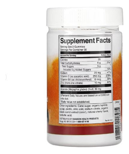 Swanson Immune Boost Gummies With Zinc Cherry 60 Gummies