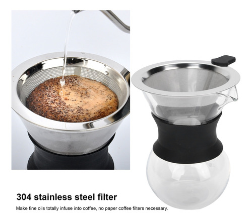 Cafetera, Filtro Reutilizable De Vidrio Y Acero Inoxidable,