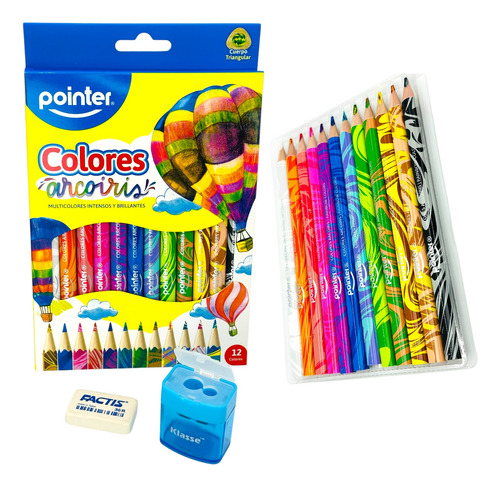 12 Lapices De Colores Arcoíris Pointer Triangular Jumbo +sp