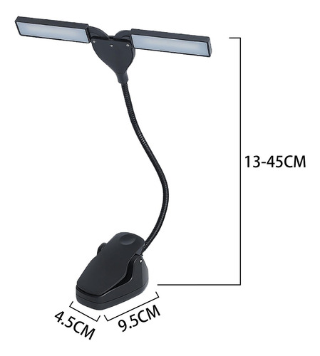 Soporte De Música Profesional, Luz De Libro Para Usb Negro