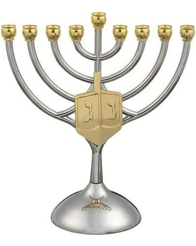 Imagen 1 de 4 de Masoret 9 Branch Metal Menorah: Modern, Elegant Jewish Hanuk