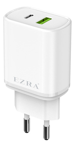 Carregador Rápido Para Telemóvel 5v/2.4a Usb + Type-c Cor Branco