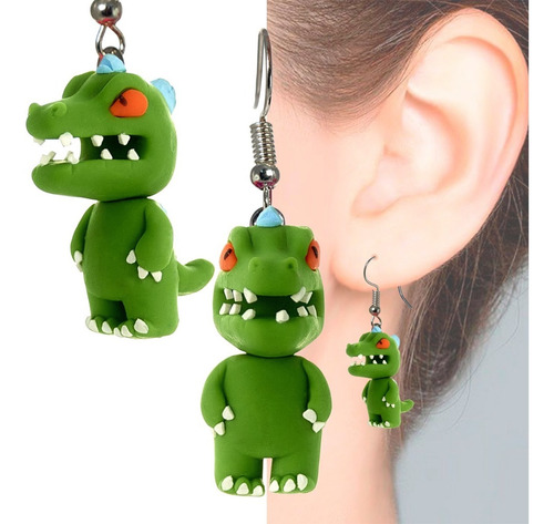 Aretes De Dinosaurio Verde