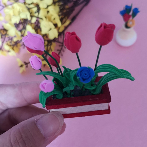 New,, 1:12 Escala Miniaturas Modelo Jardín Planta Tulipanes