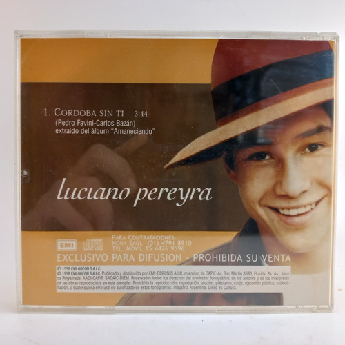 Luciano Pereyra - Cordoba Sin Ti - Cd Single - Ex