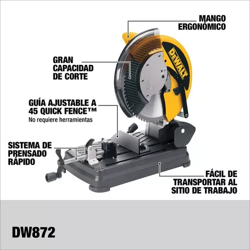 CORTADORA DE METALES DE 14” DISCO SIERRA DE CARBURO DEWALT DW872