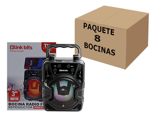 Bocina Chica 3in Bluetooth Usb Fm Luz Led Rgb Tws 8piezas 