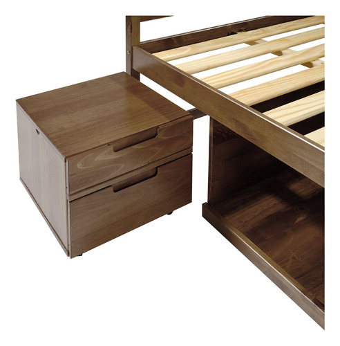Cama King Multifuncional Madeira Maciça Irara Cabecasa Wt