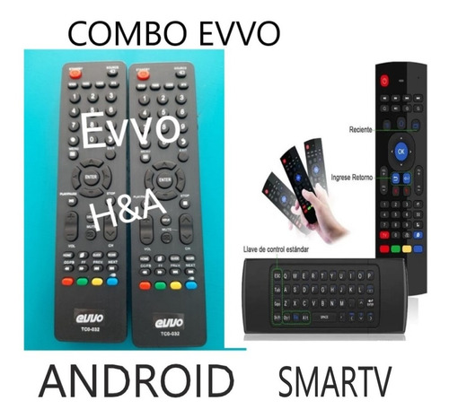 Imagen 1 de 1 de Combo Evvo Smartv Control Remoto + Teclado Air Mouse