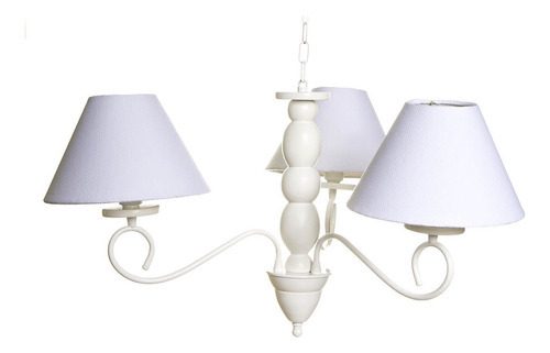 Lustre 3l Clássico Haste Madeira Branco Quarto Bebê Infantil