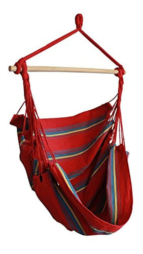 Hamaca Tipo Silla Colgante De Algodón Y Poliester, Rojo