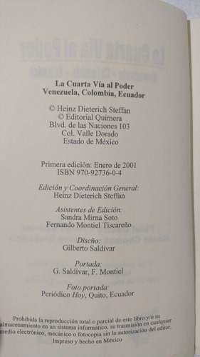 La Cuarta Vía Al Poder. Fidel Castro. Hugo Chávez (Usado)