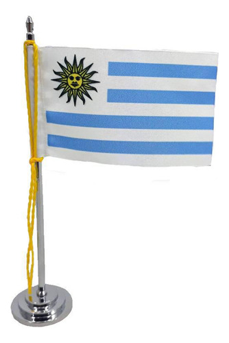 Mini Bandeira De Mesa Da Uruguai 15 Cm Poliéster