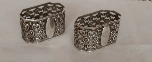 Antiguos Servilleteros De Plata 925 X 2 Bellísimos (Usado)