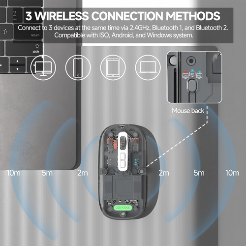Mouse Wireless Recarregável Led Rgb Transparente