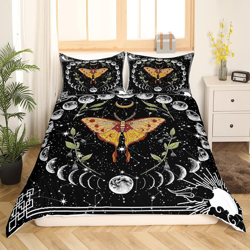 Erosebridal Gothic Moth Bedding Set,sun And Moon Nórdico Fun