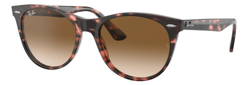 Óculos de sol Ray-Ban Wayfarer II Classic Standard armação de acetato cor polished pink havana, lente light brown degradada, haste polished pink havana de acetato - RB2185