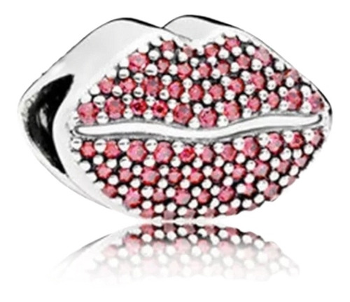 Charm Beso Y Labios Rojos Plata De Ley S925 Para Pandora