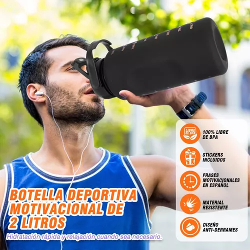 Botella De Agua Deportiva 2 Pack Gran Capacidad 2l Y 800ml