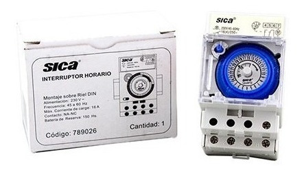 Imagen 3 de 10 de Reloj Timer Programador Horario Sica Para Riel Din 16a