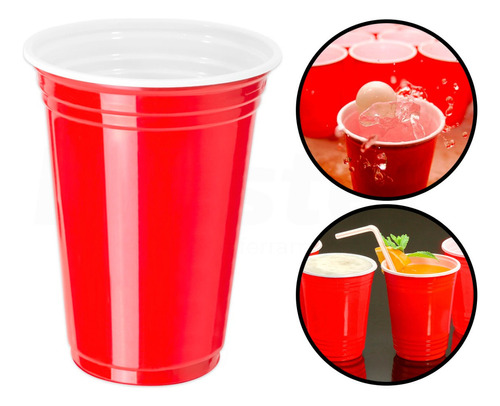 Copo Americano 400ml Vermelho Red Cup Beer Pong - 25 Und