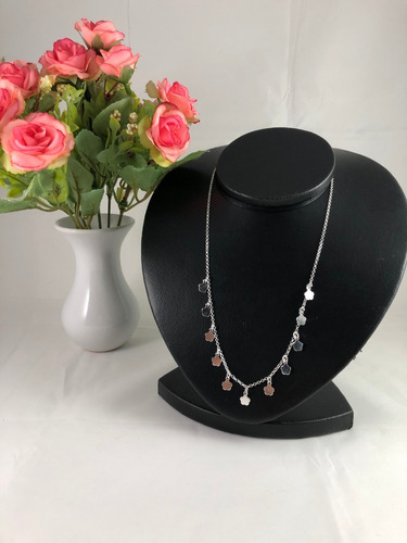 Promoção Choker Colar Prata 925 45 Cm C/pingente Flor 