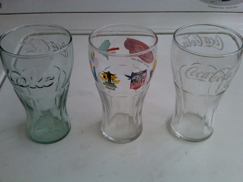 3 Vasos Copa De Vidrio Coleccionables Coca-cola