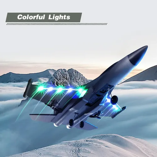 GoolRC 3CH Avión RC Sky-King RC Avión de combate, 2.4 GHz, 6 ejes, estabilizador de giroscopio RTF, avión planeador RTF, fácil de volar para adultos principiantes, azul